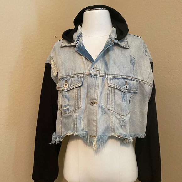 Dance & Marvel Jackets & Coats Dance Marvel Distressed Light Blue